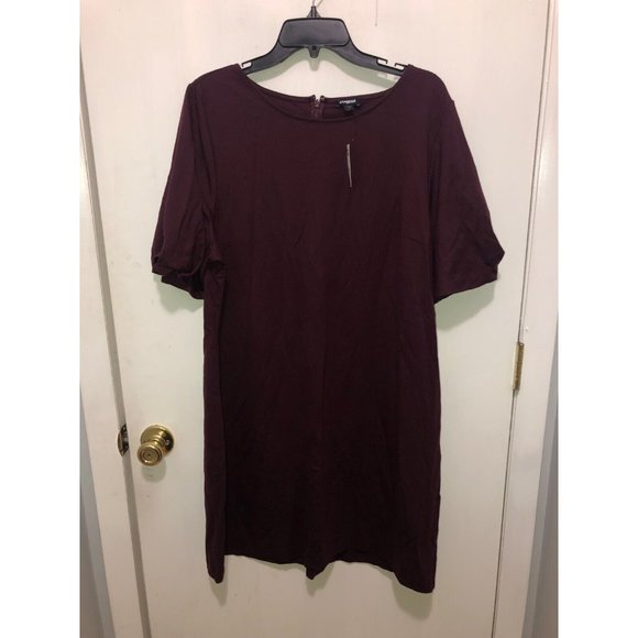 Express Dresses & Skirts - Express Womens XL Soft Shirt Dress Maroon Short Sleeves 37" Long NEW